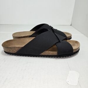 Office London Sandals Men's Sz 7 ( Women' 8.5 ) Strap Open Toe Black/ Brown
